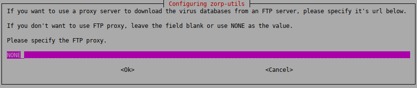 Configuring zorp-utils - Configuring the FTP proxy for database updates