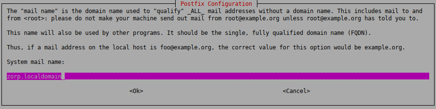Postfix Configuration - mail name