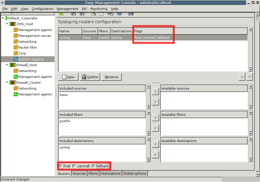 Configuring flags for routers