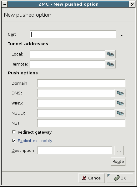 Configuring push options