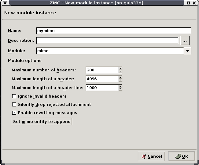 Options of the mime module