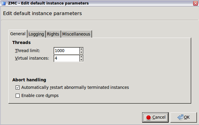 General instance parameters