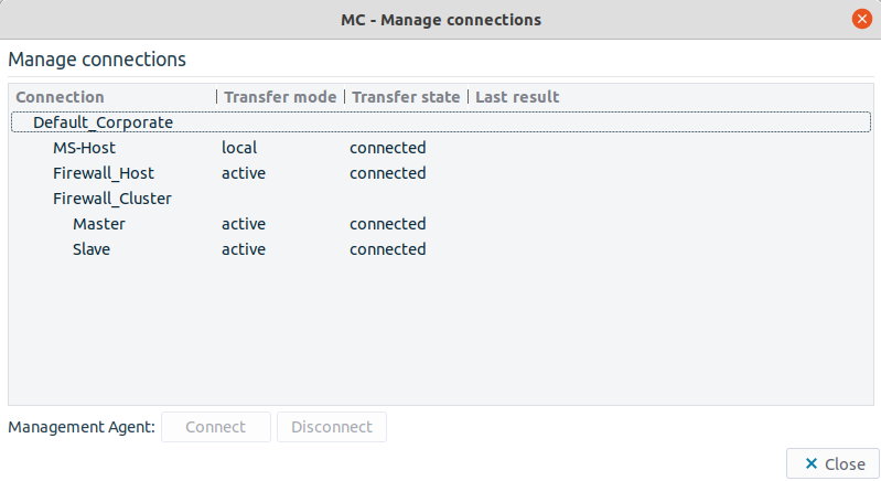 The managing connection window