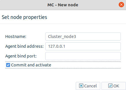 Configuring the properties of the new node