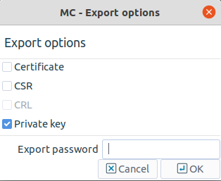 Selecting certificate components to export
