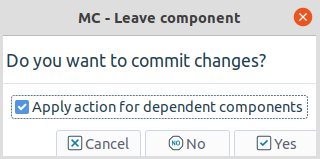 Warning: commit the changes before leaving the component