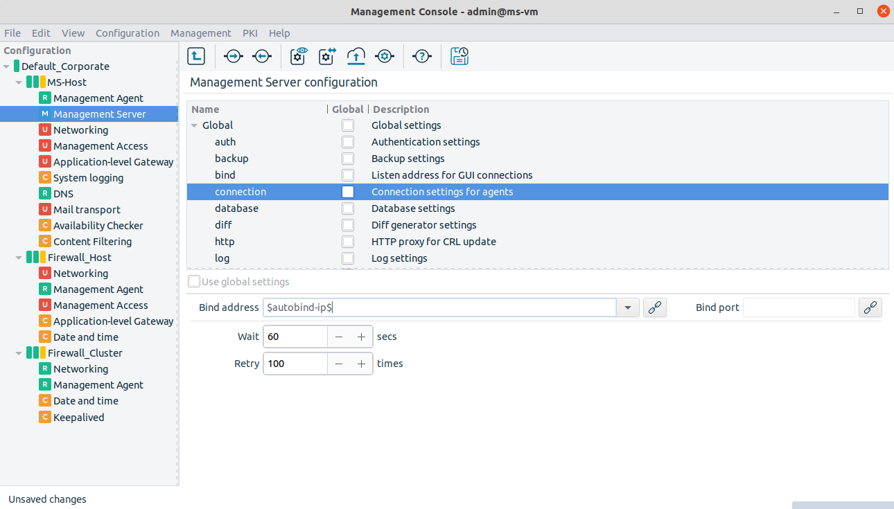 Agent connection setting