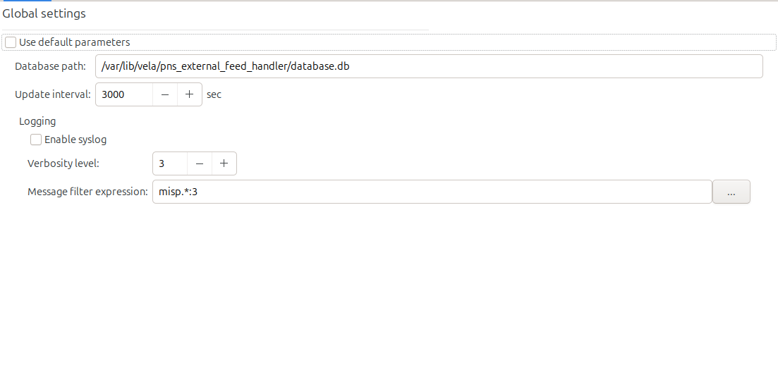 External Feed Handler component Global settings