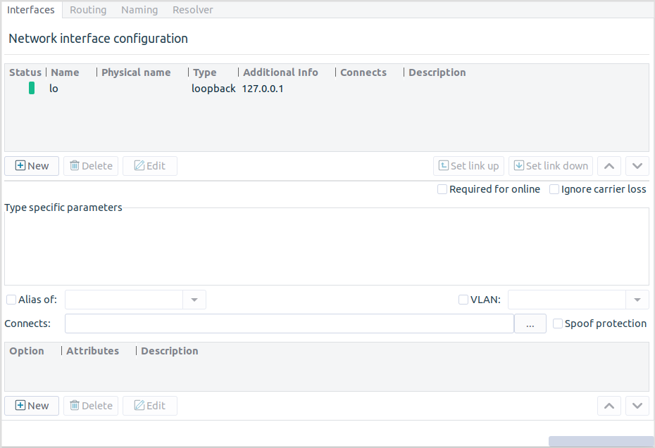 Tabs in the Networking component