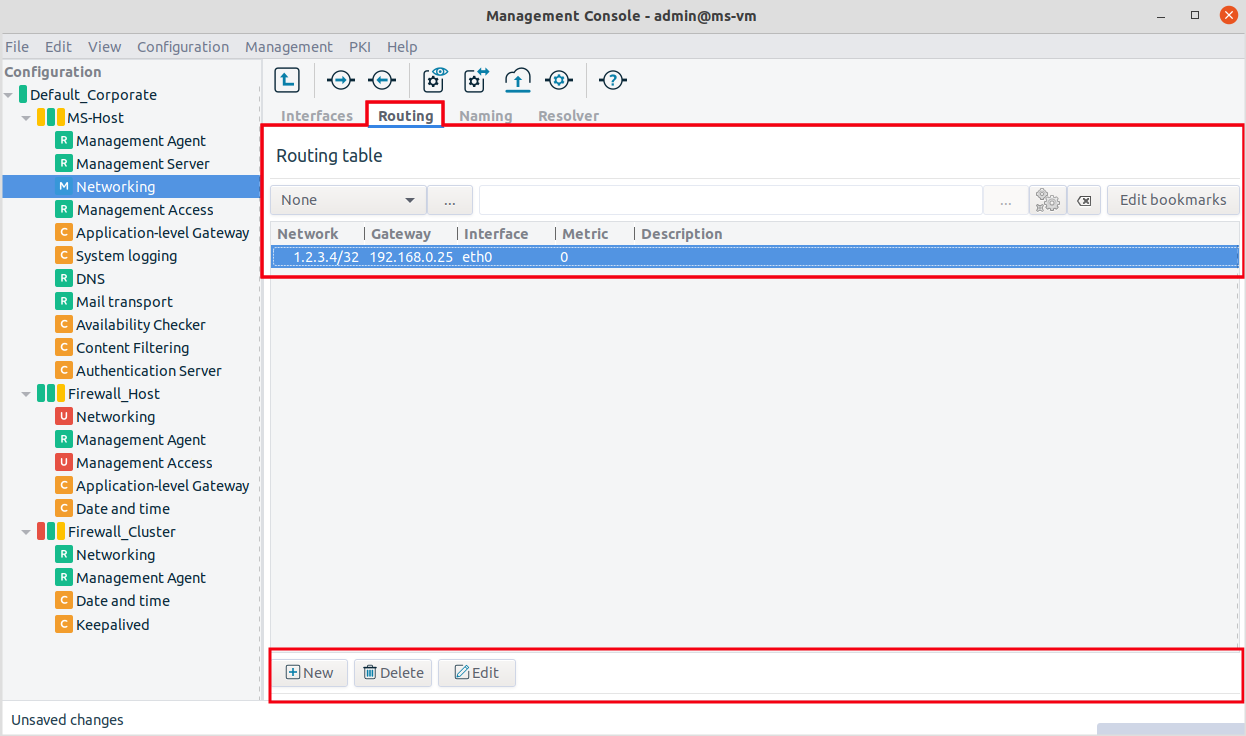 The Routing tab