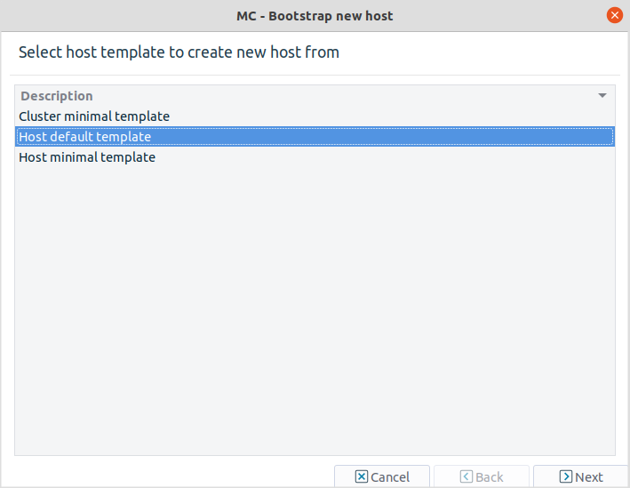 Selecting a host template