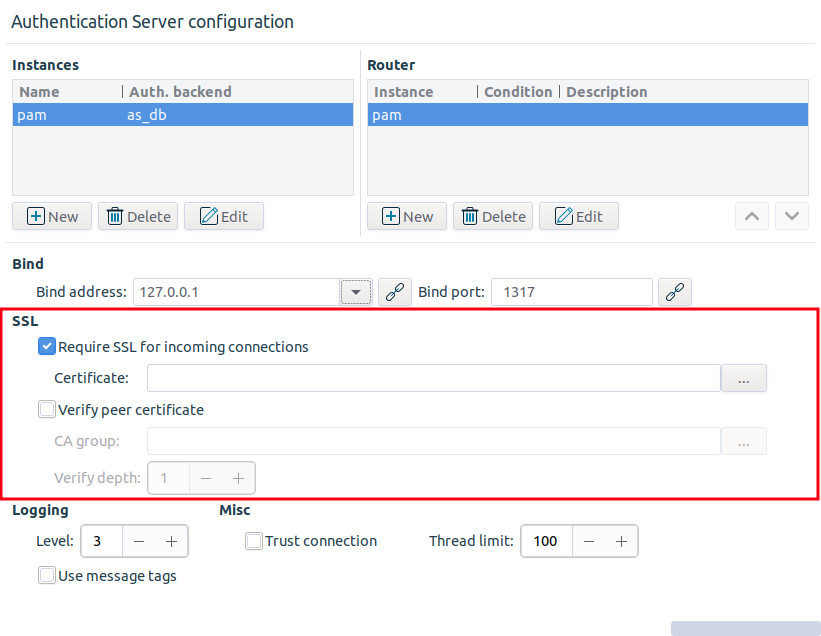 Configuring the SSL for AS