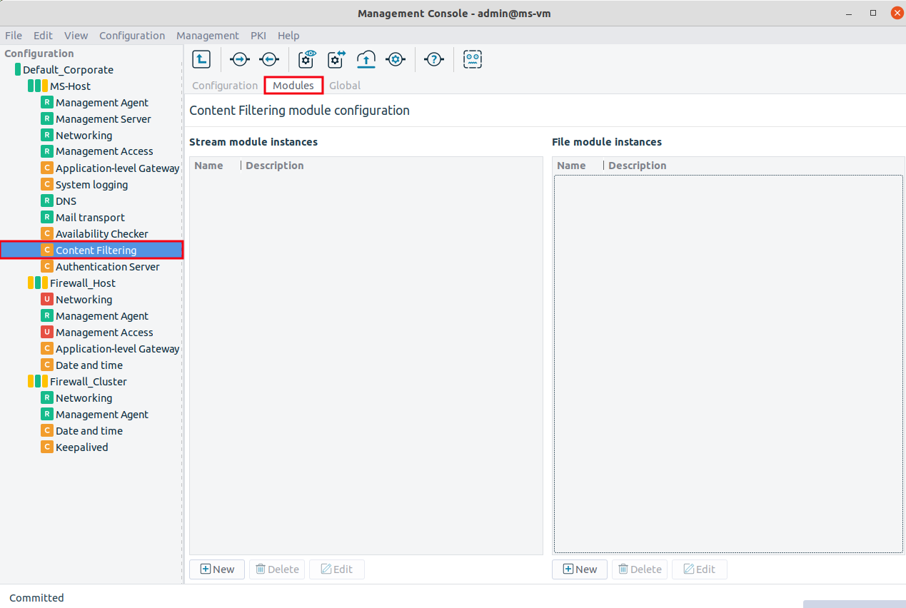 The Modules tab of the Content Vectoring component