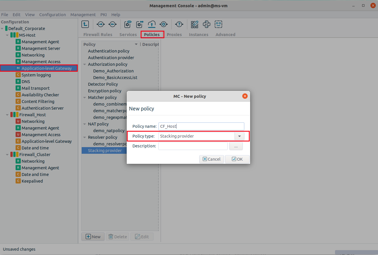 The connection settings of PNS and CF 1/2