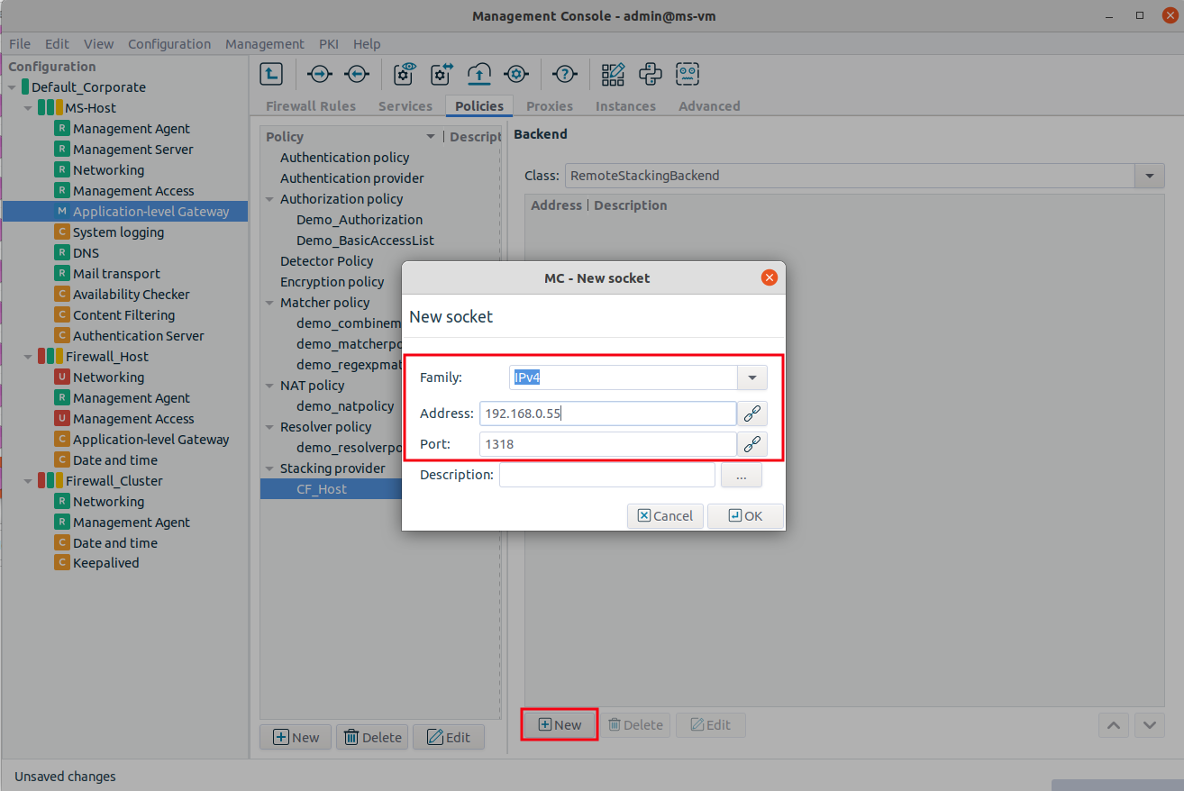 The connection settings of PNS and CF 2/2