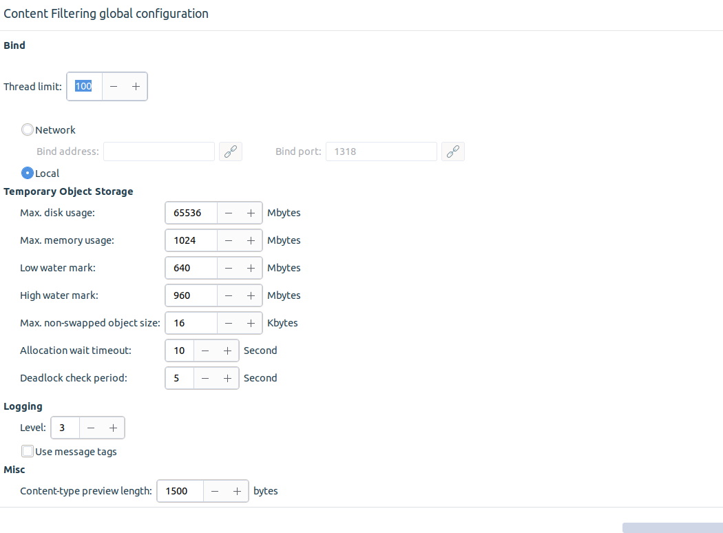 Configuring the logging of CF