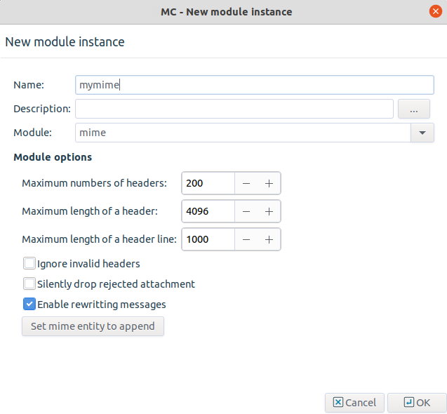 Options of the mime module