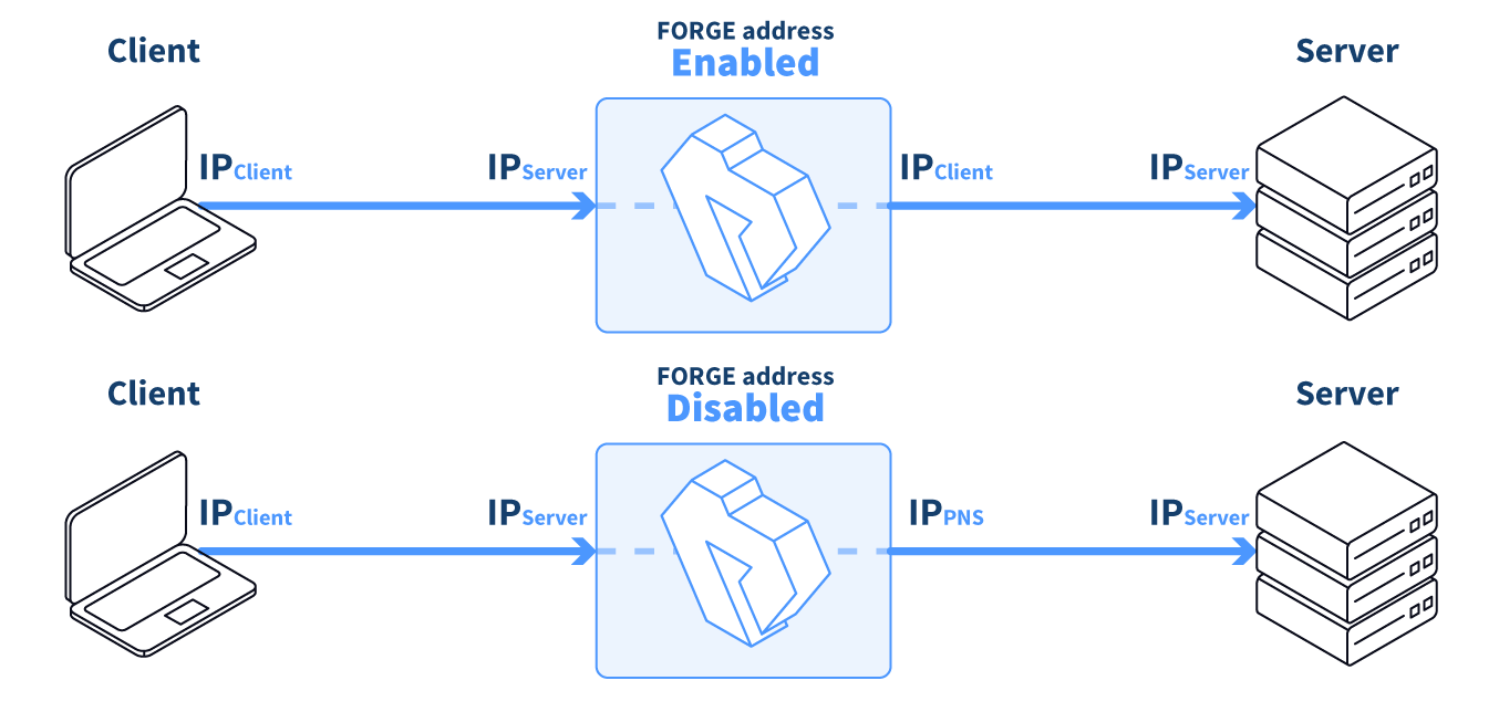 Using the client address in server-side connections