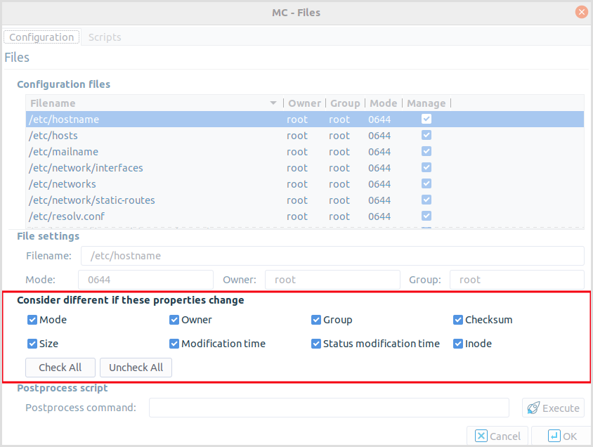 Configuring diff conditions