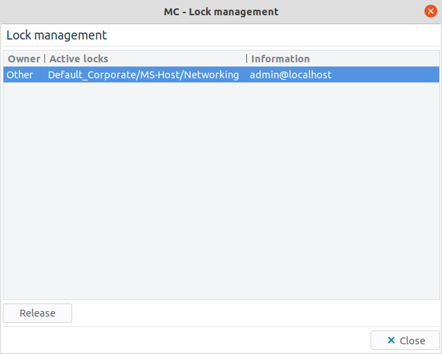 Management > Locks - Viewing active locks