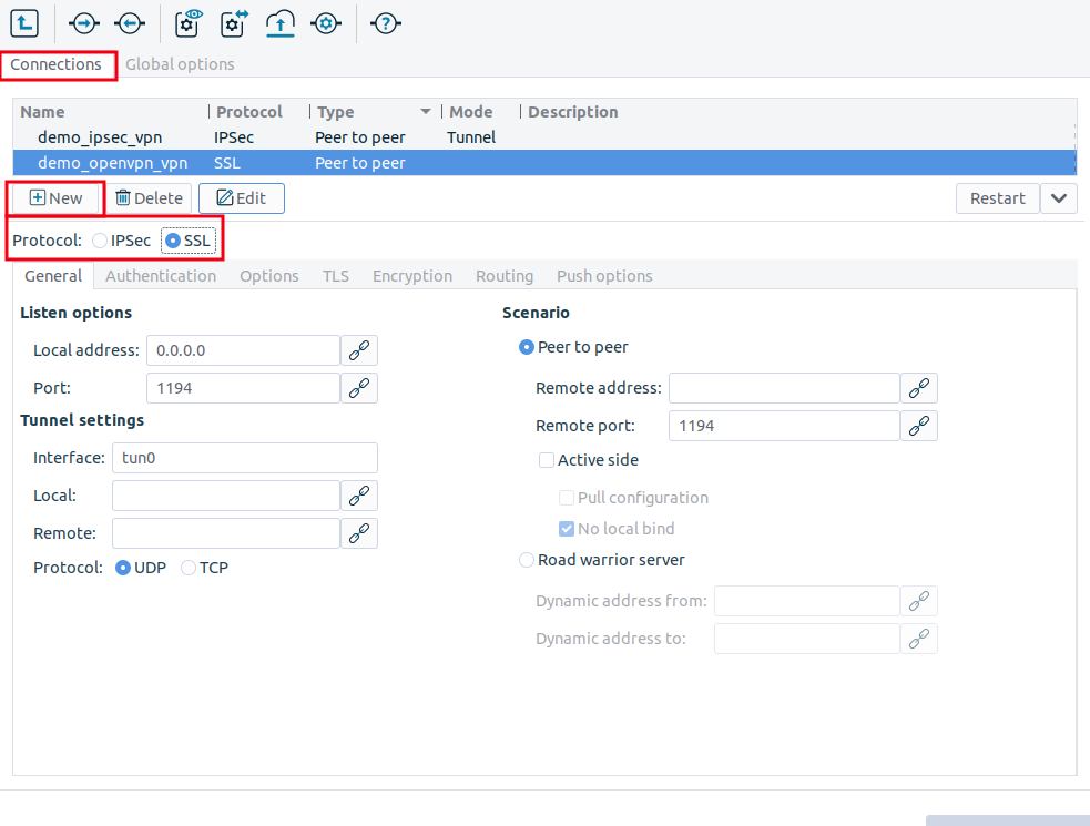 Configuring SSL (OpenVPN) connections