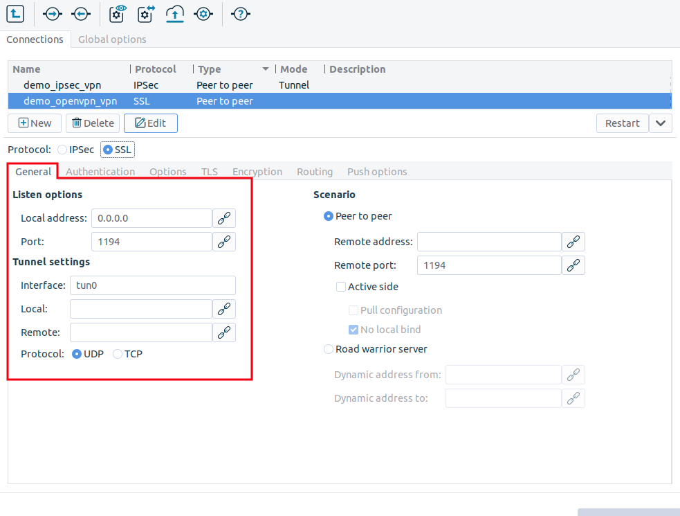 Configuring local networking parameters