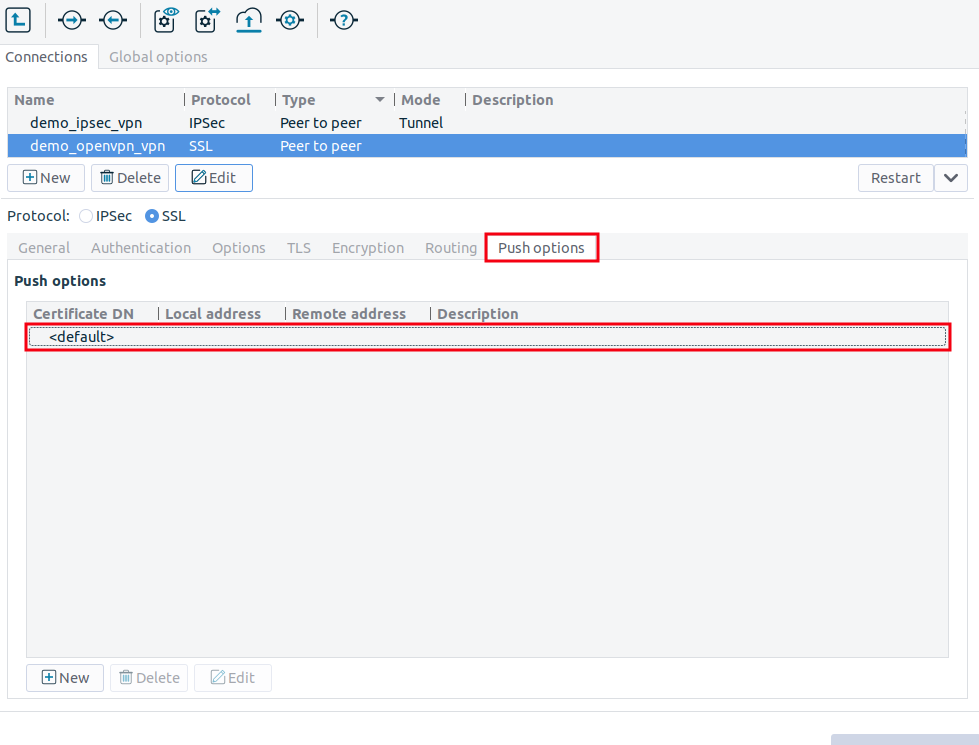 Configuring push options