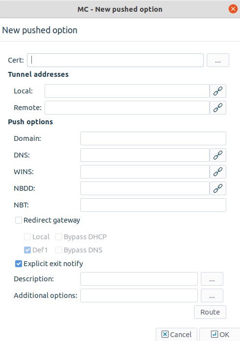 Configuring push options