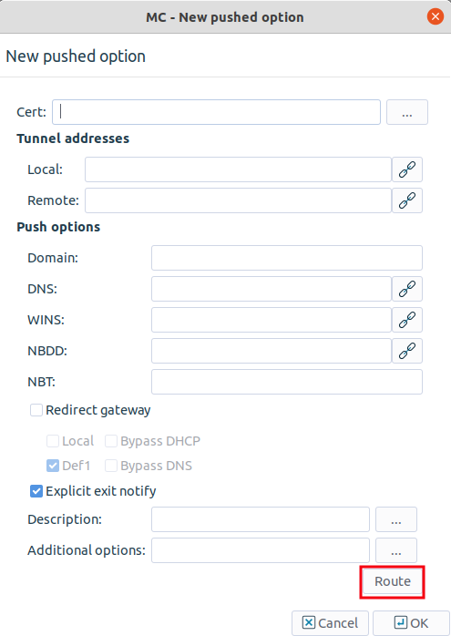 Configuring client routing