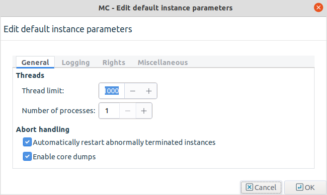 Edit instance parameters