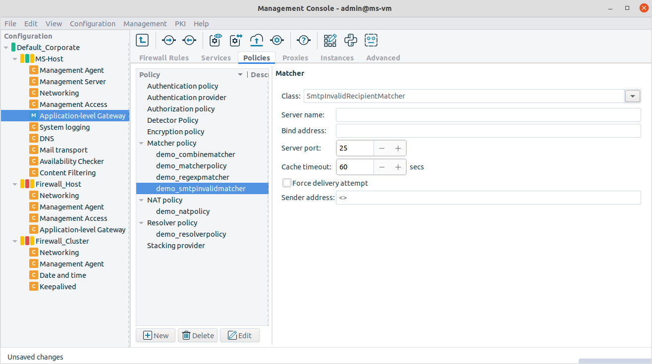 Configuring SmtpInvalidMatcher