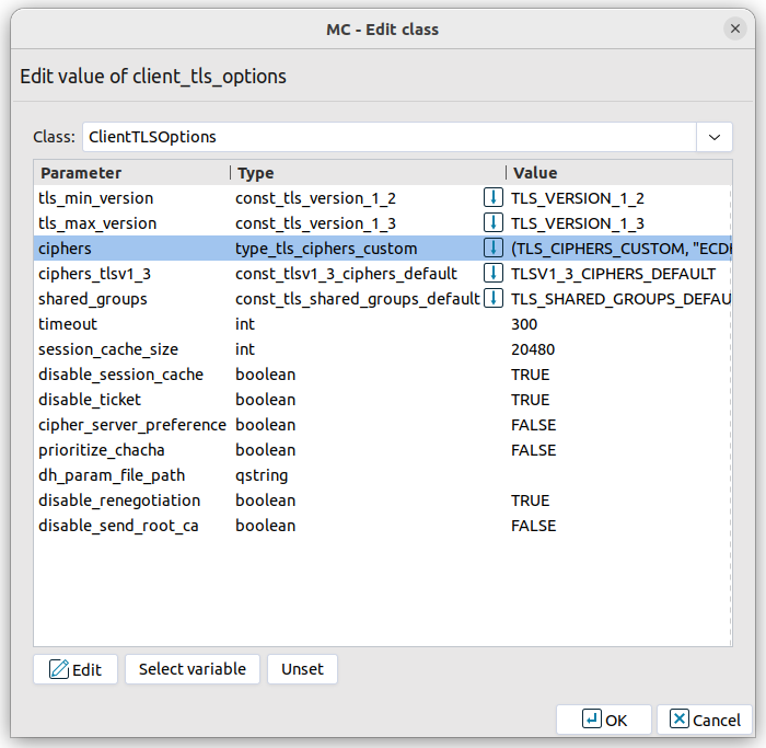Creating custom cipher list
