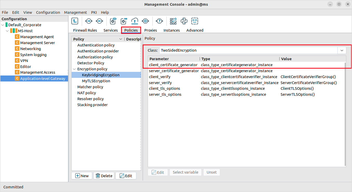 Selecting the encryption class