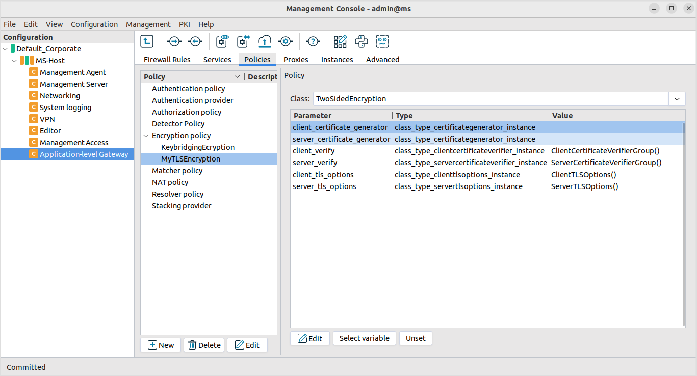 Selecting Encryption policy class