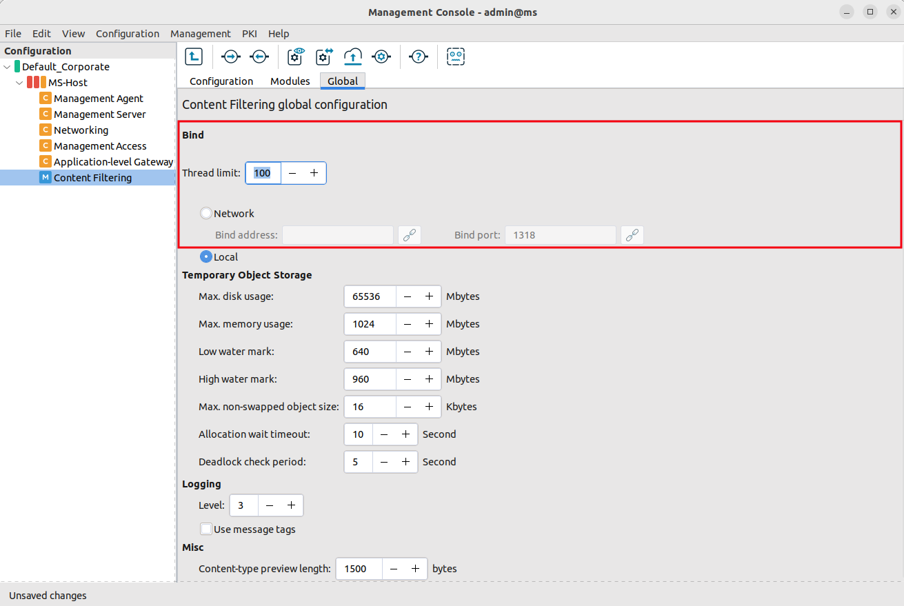 Configuring Application-level Gateway-CF communication