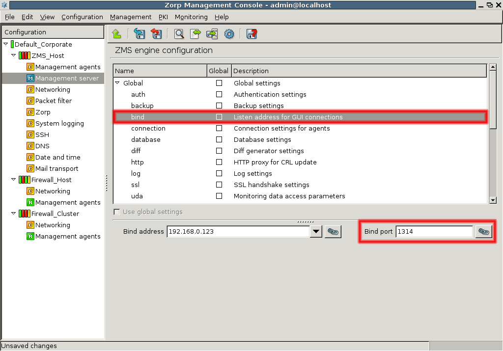 Setting the bind port for ZMC connection