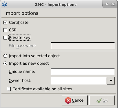 Importing certificates