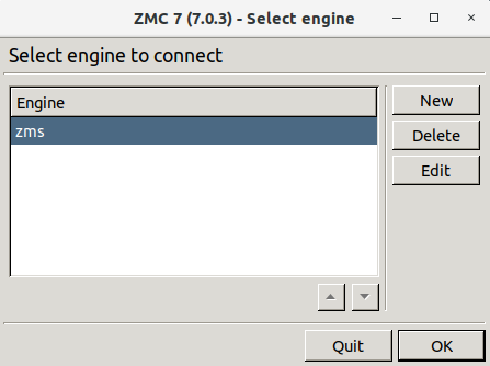 Selecting the ZMS engine to connect to