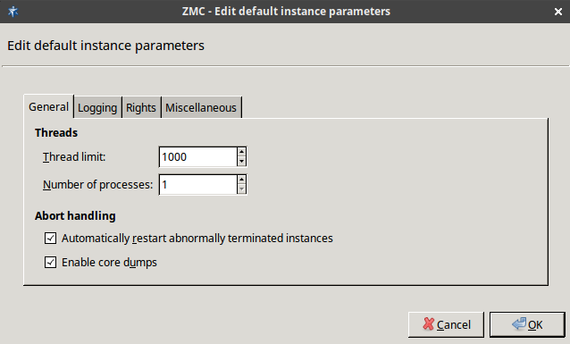 Edit instance parameters