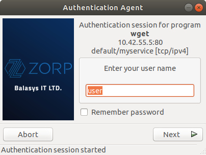 The Zorp Authentication Agent