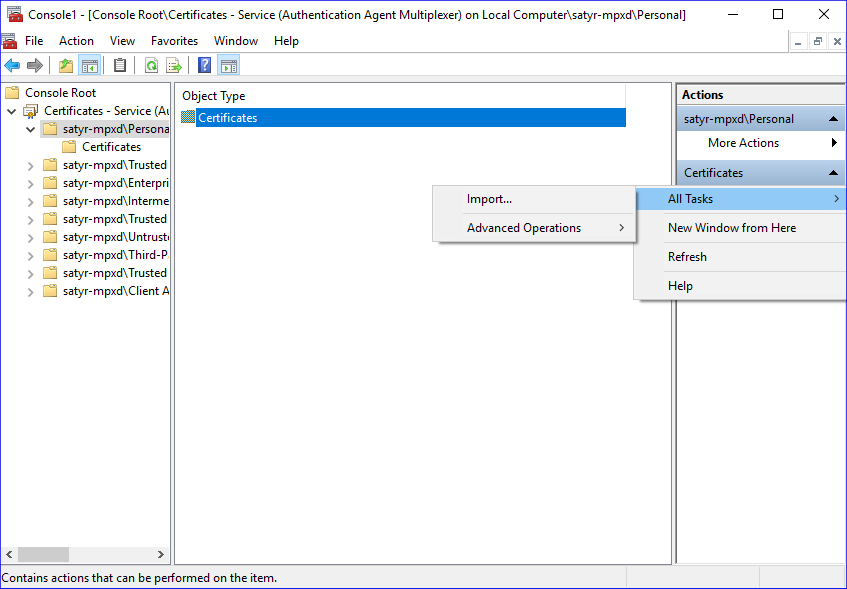 Importing the CA certificate