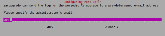 Configuring zorp-utils - Specifying the administrator's email address