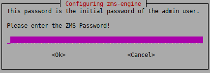 Configuring the initial password of the administrator user on ZMS