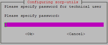 Configuring zorp-utils - Specifying the technical user’s password to access Zorp repository