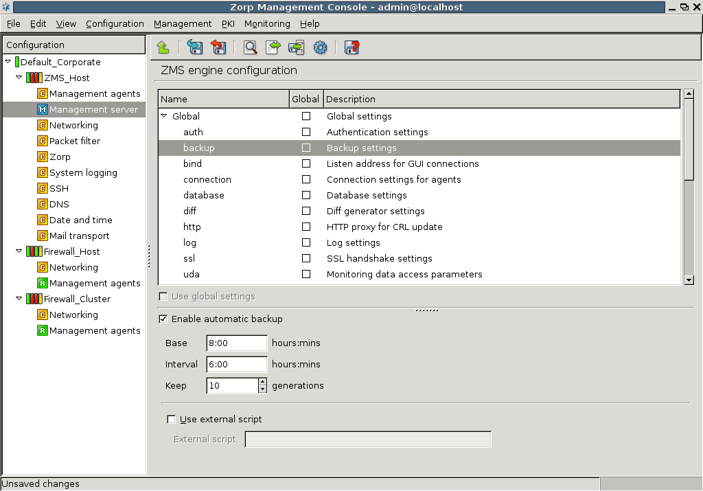 Maintenance of database backup