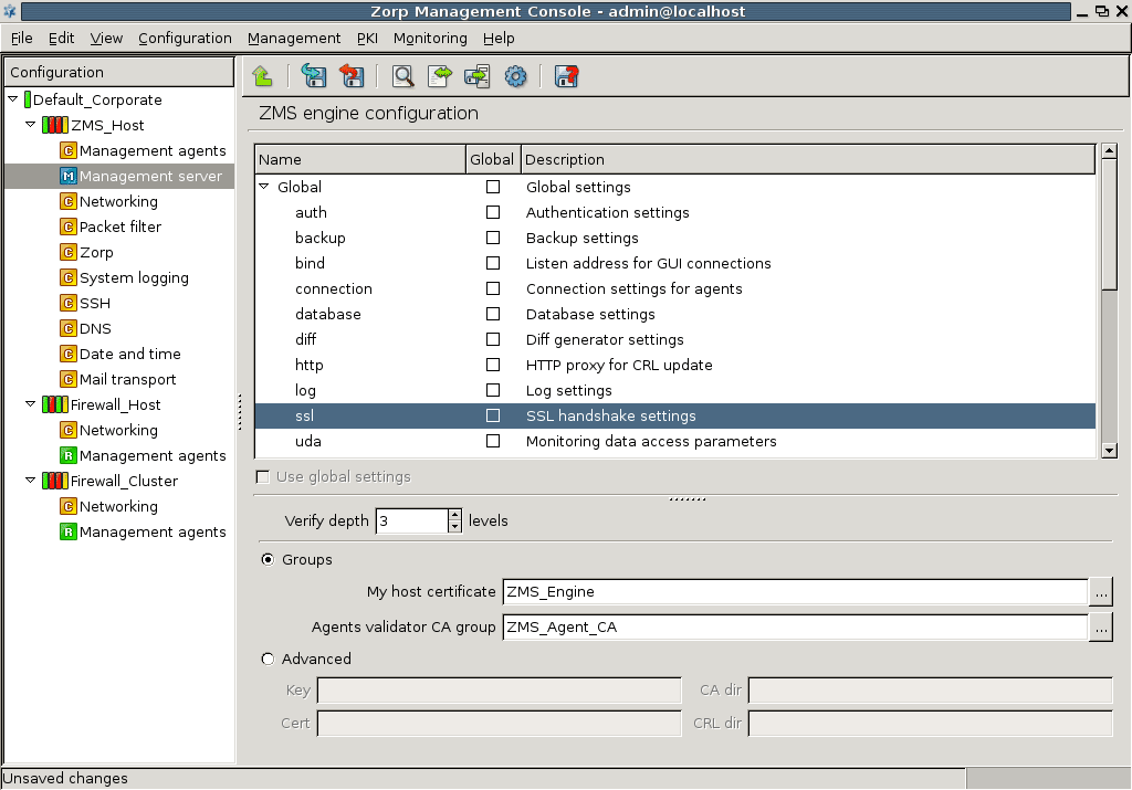 SSL settings