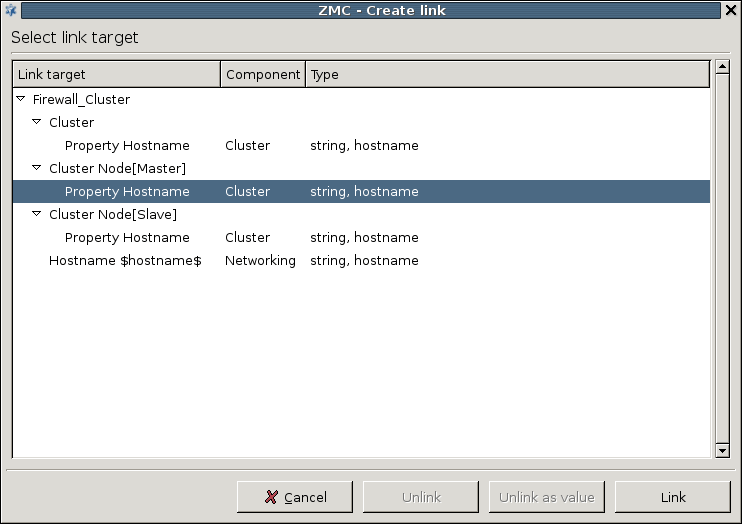 Using links for specifying the master and slave nodes