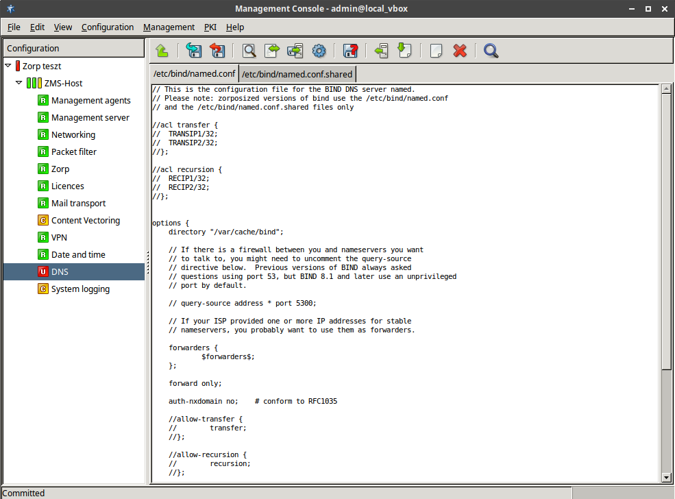 named.conf in ZMC