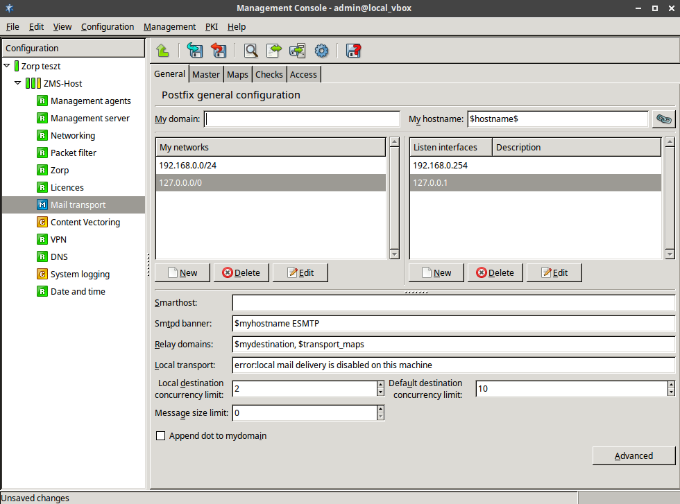 Essential components of Postfix configuration