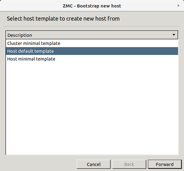 Selecting a host template